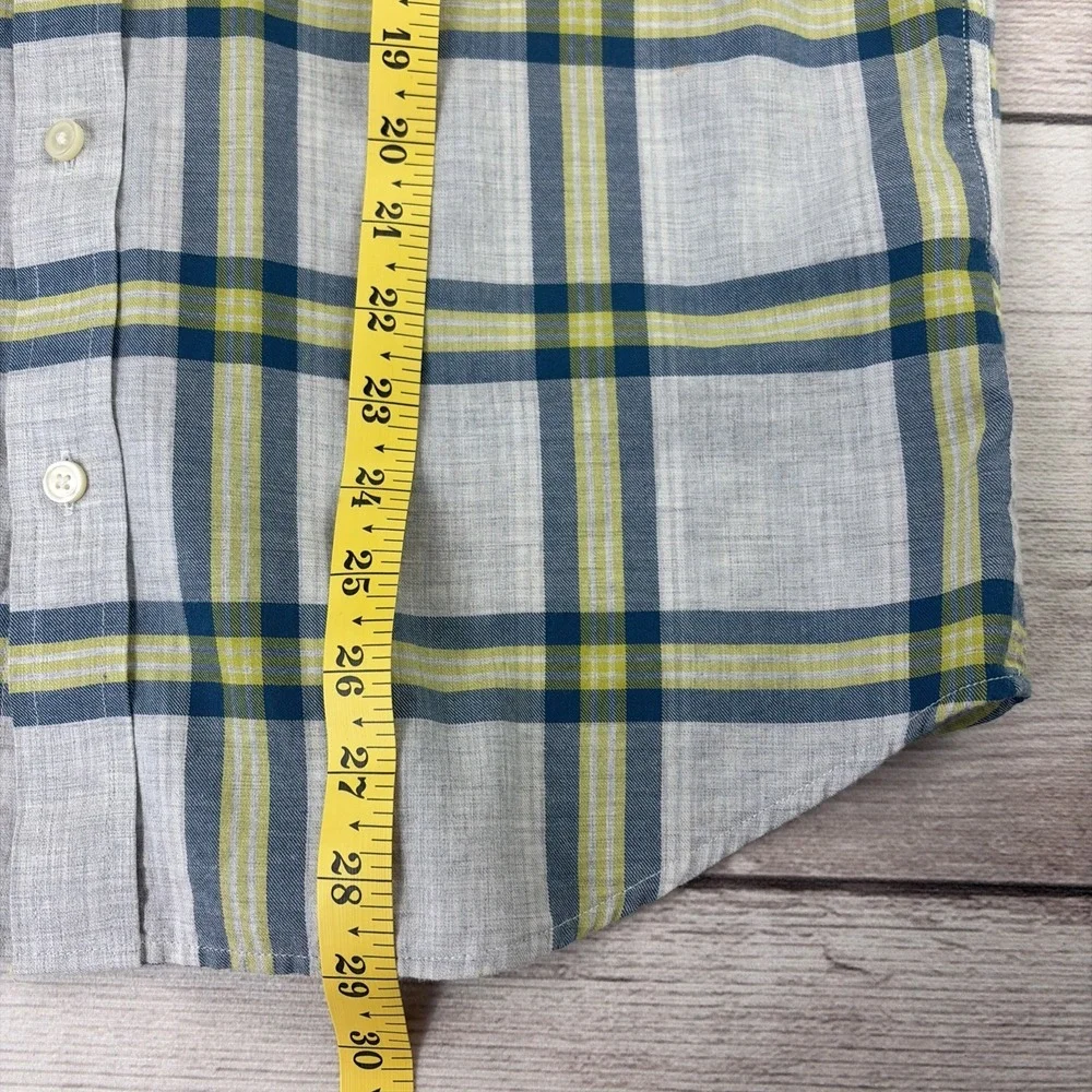Banana Republic Men's M Soft Wash Long Sleeve Shirt Slim Fit Blue Yellow Plaid